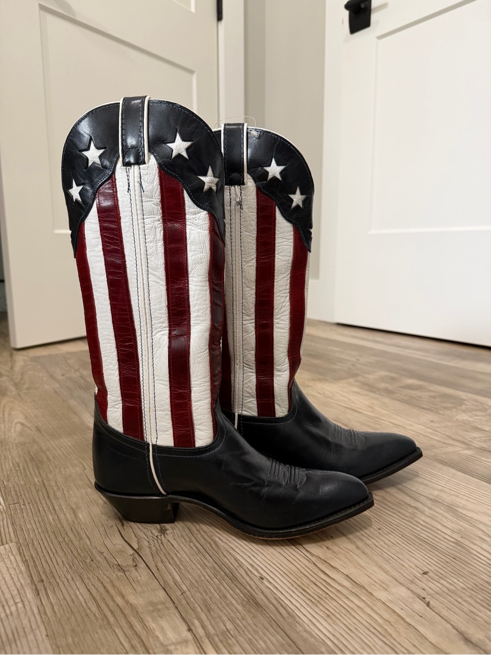 Vintage Code West Cowboy Boots Women Size 6M American Flag Western Stars USA